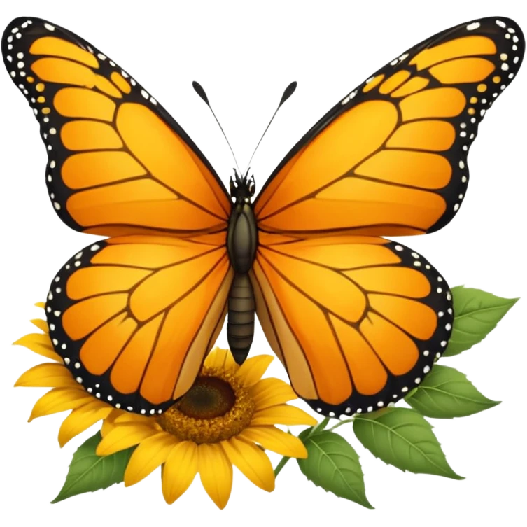 orange Butterfly on Sunflower side angle emoji