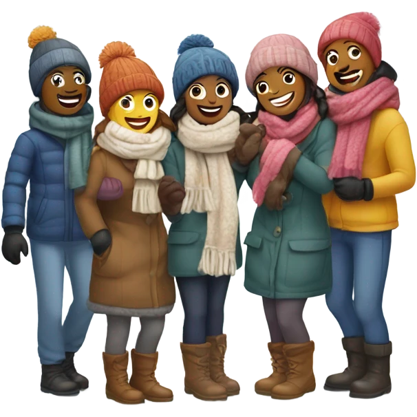 group of friends in winter emoji