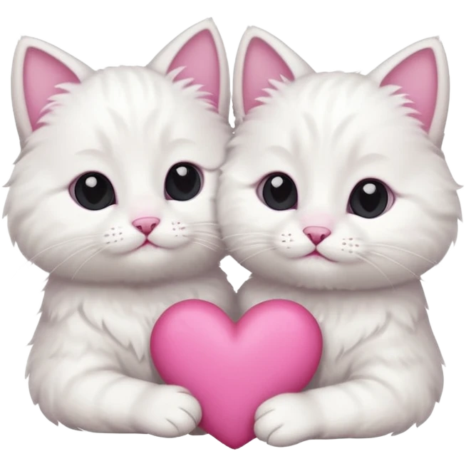 white tow cats hands holding a pink heart emoji
