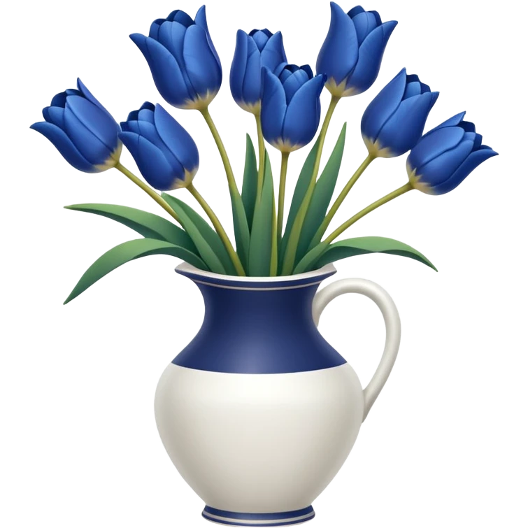 Navy blue tulips in white vase  emoji