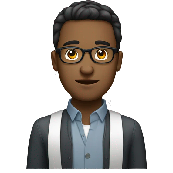 stand young man of about 20 years old, networker and trader with glasses emoji