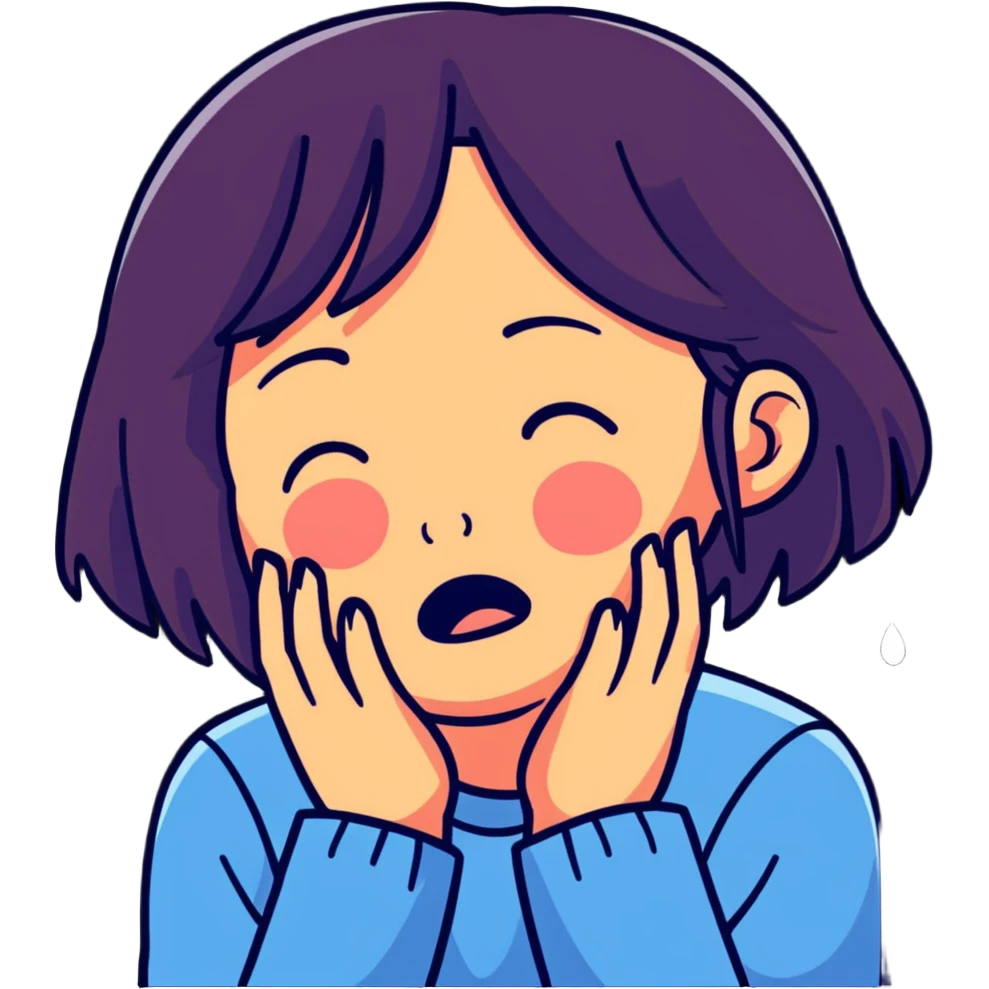 a girl crying in pain, sad, tears streaming down face emoji