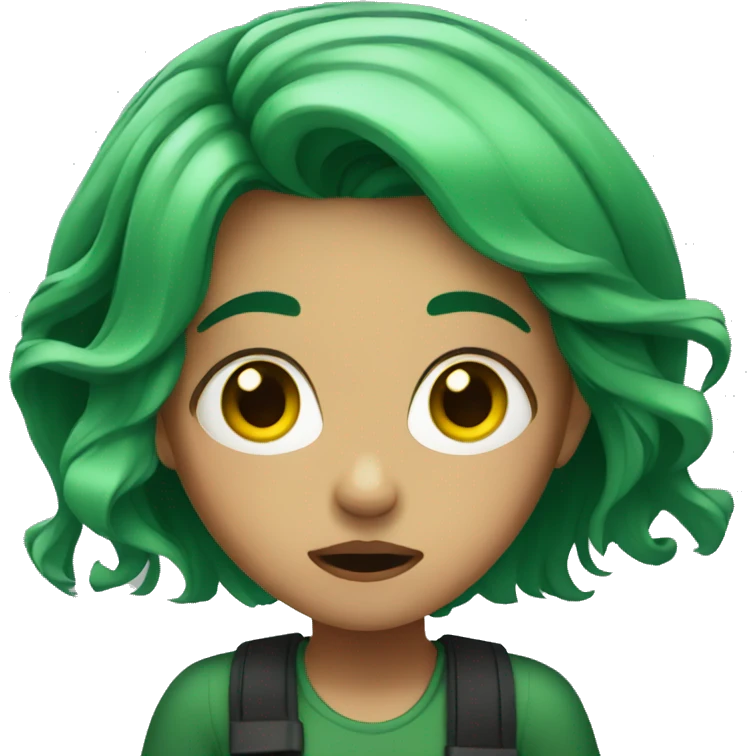  scared girl green hair  emoji