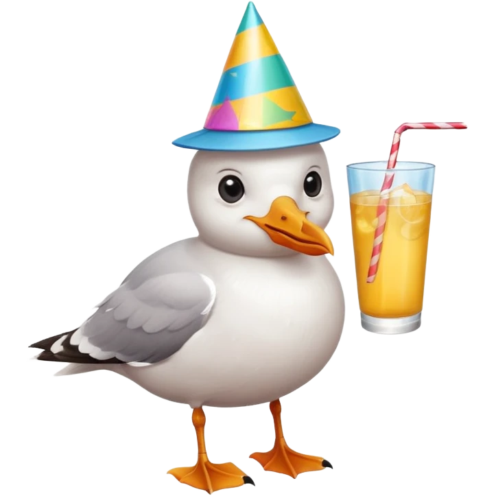 A seagull partying emoji