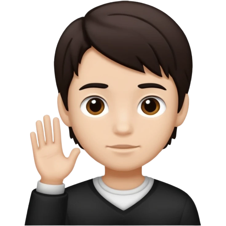 Dark brown hair, black and white skined and is a boy emoji