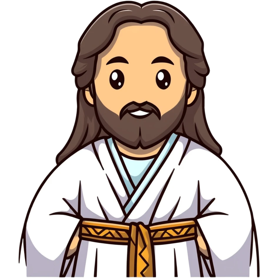 Jesus Christ with long hair and beard, wearing traditional robes emoji