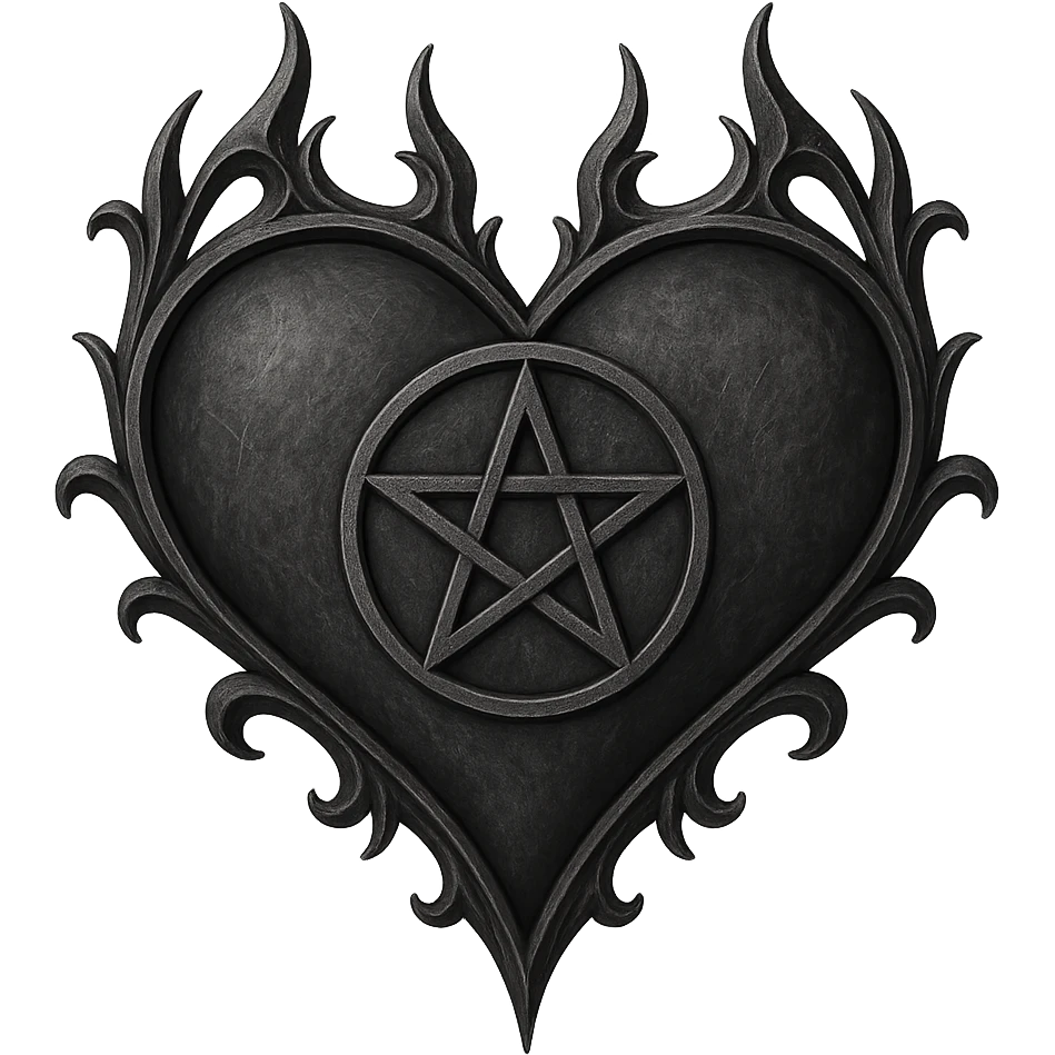 gothic heart with a pentagram, remove background emoji