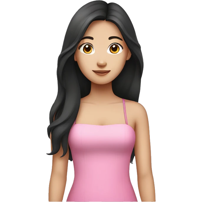 Asian girl with dark long hair wearing a pink dress with thin straps emoji