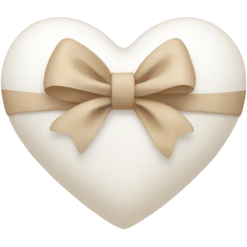 white heart with beige bow emoji