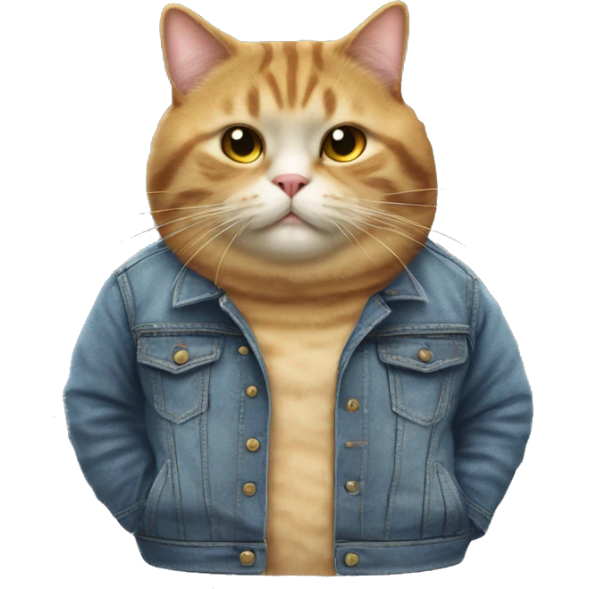 fat cat in a jean jacket but make it a female cat emoji