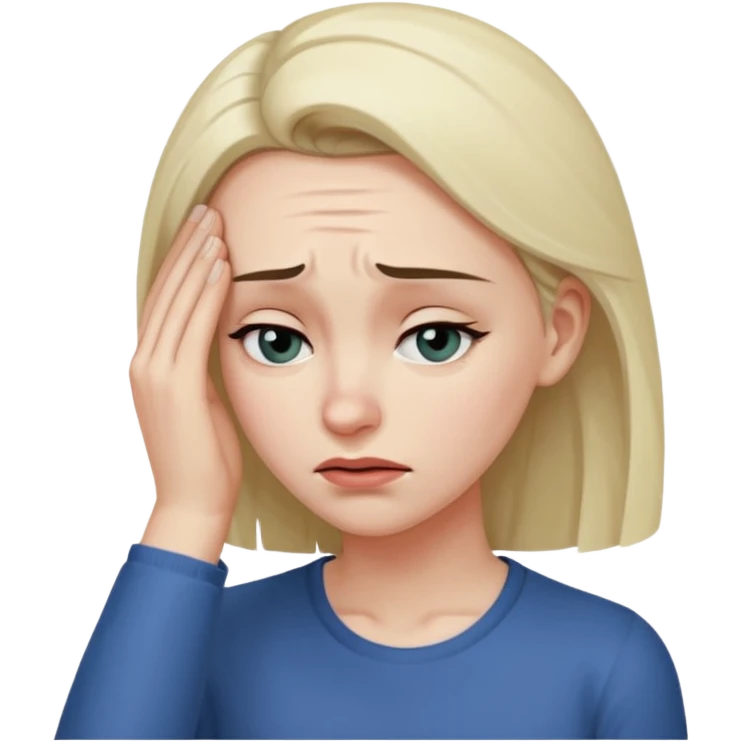 the emotional female emoji with a furrowed brow and her hand on her forehead emoji