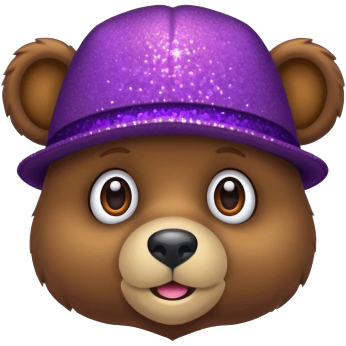Urso adulto com boné roxo com glitter emoji