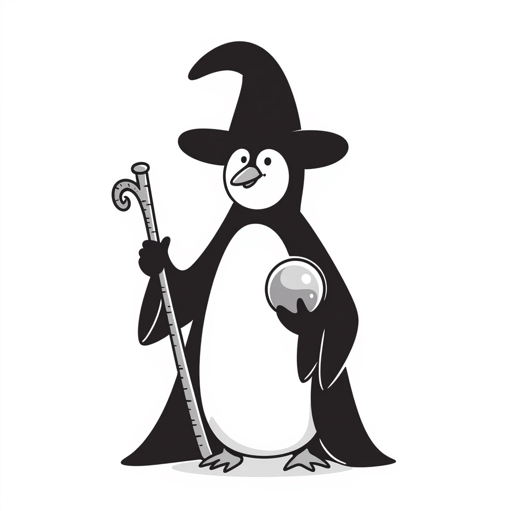 penguin wizard, hand drawn doodle style emoji