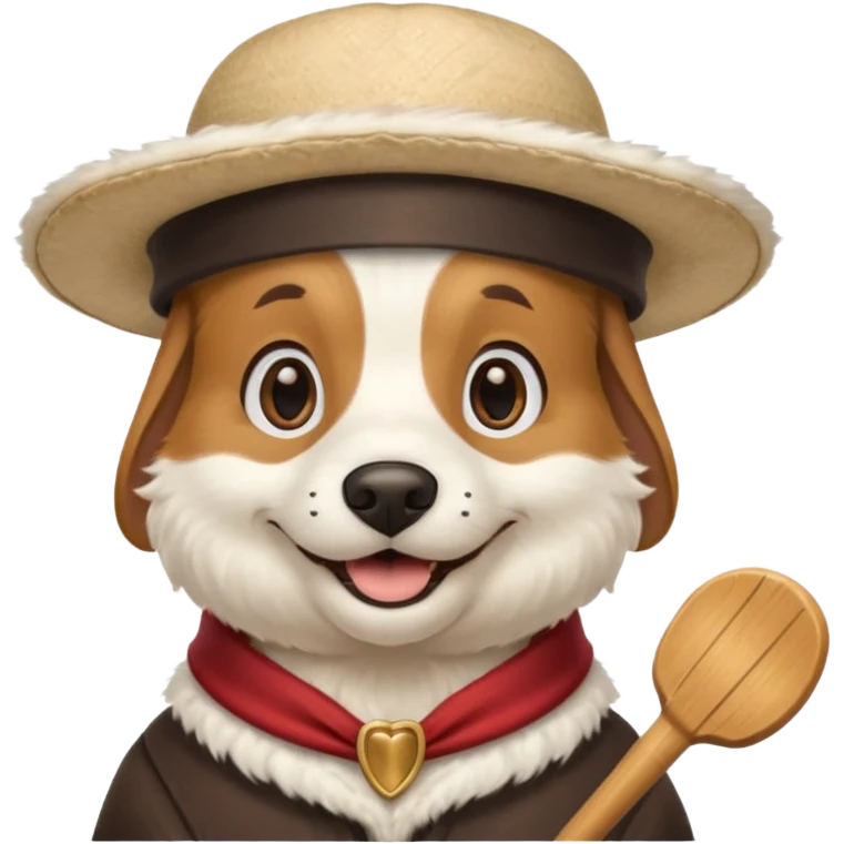 very white furred dog with iconic gondolier hat emoji