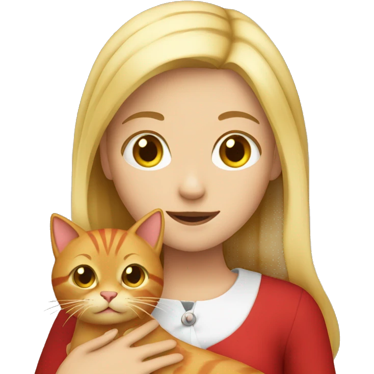 Blond Girl Holding a red cat emoji