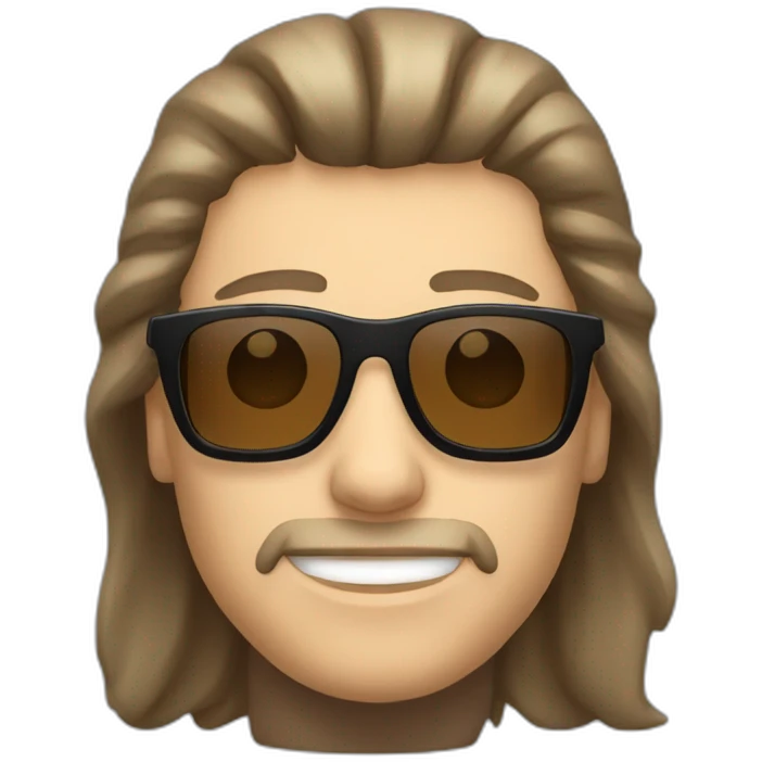 caucasian man, mullet, brown hair, sunglasses emoji