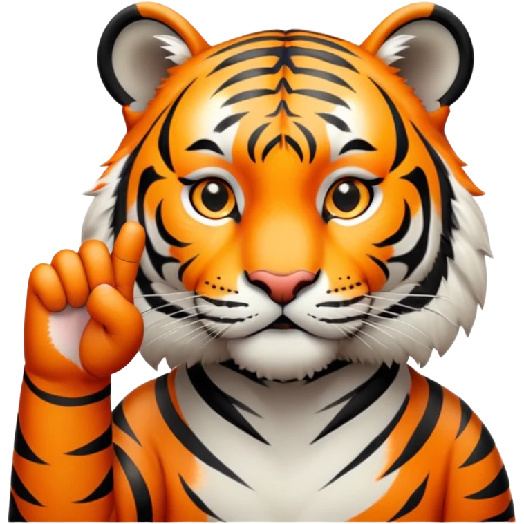 Tigre com os dedos fazendo 3 emoji