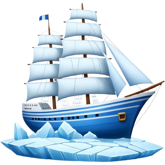 A ship moving past an iceberg emoji