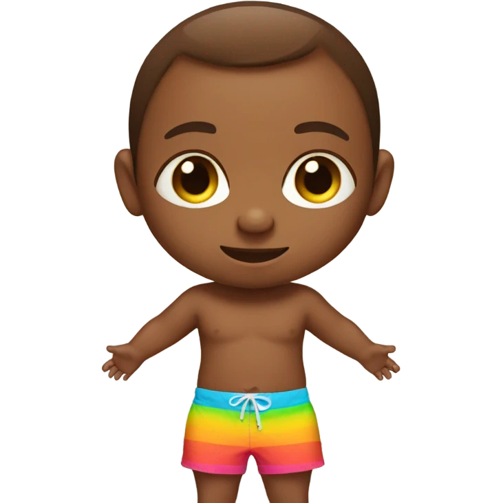 Brown baby in board shorts  emoji