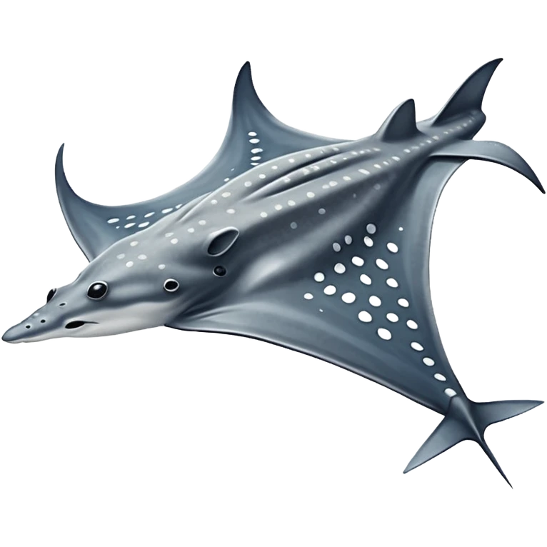 Spotted eagle sting ray with wide wingspan and long spike sting tail viewed from above emoji