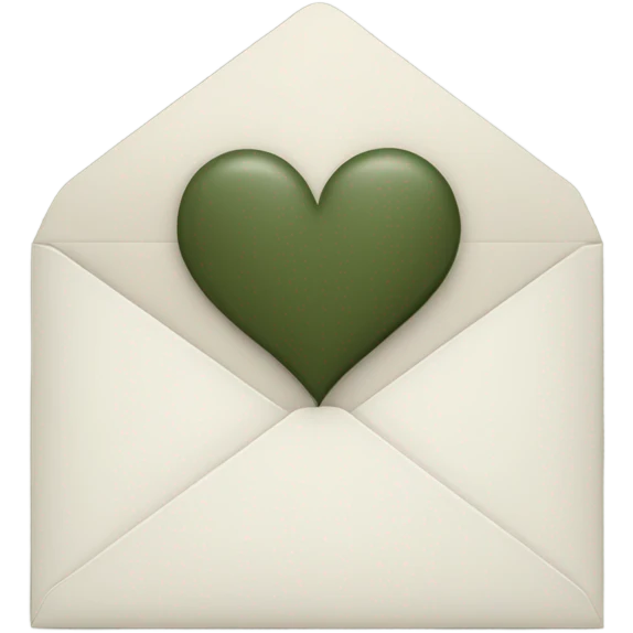 white envelope with a dark khaki green heart emoji