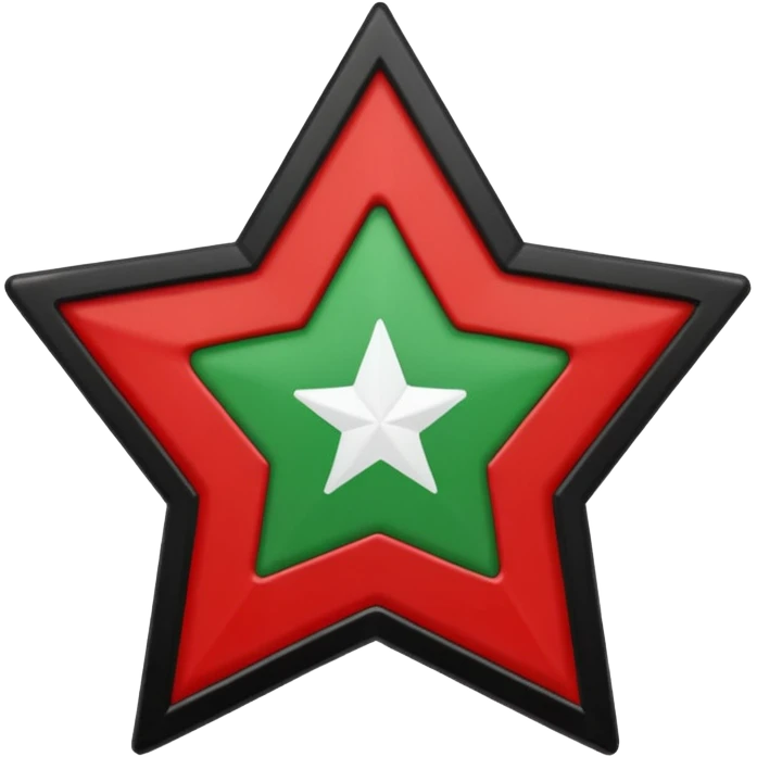 بالا قرمز پایین سیاه و وسط سفید  و وسط سفید ستاره سبزه emoji