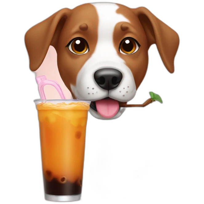 dog drinking boba emoji