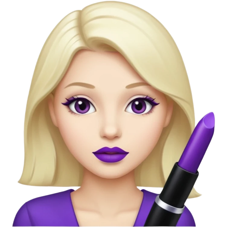 woman with purple colored lips emoji