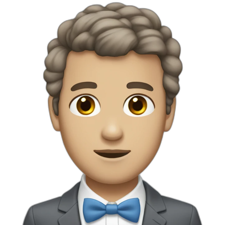 white jehovahs witmess with brown gray short hair blue bow tie emoji