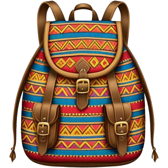 Cinematic Realistic image of a traditional Colombian mochila, rendered with detailed woven textures and vibrant patterns, set against a rustic backdrop with soft, cultural lighting emoji