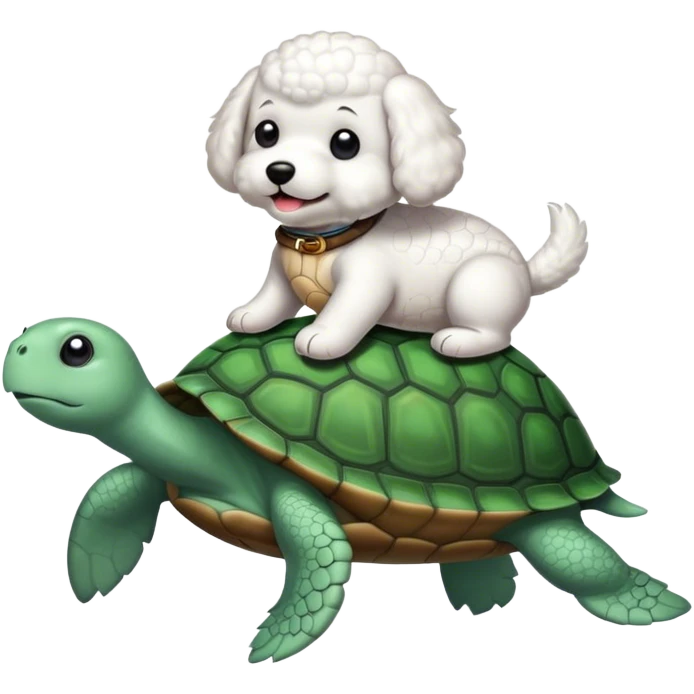 Bichon riding a turtle emoji