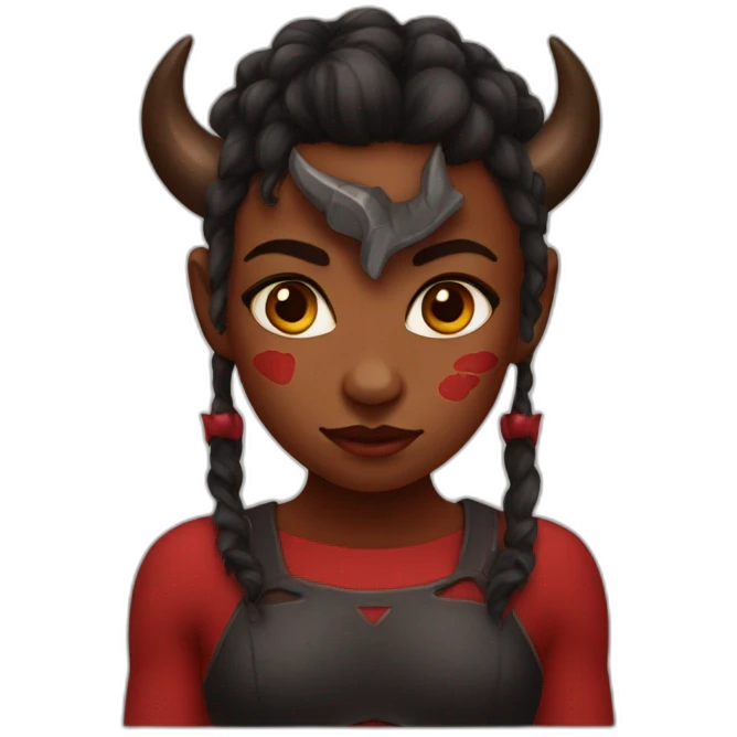 Black and red girl Minotaur emoji