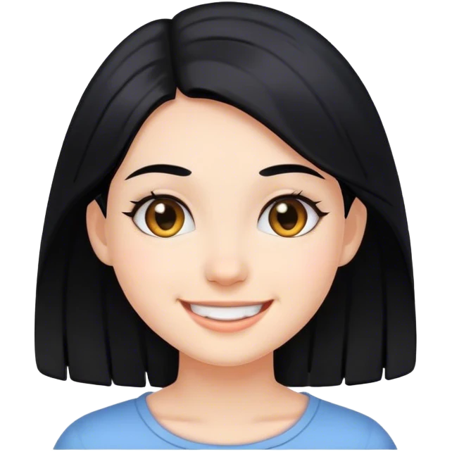smiling girl with black hair emoji