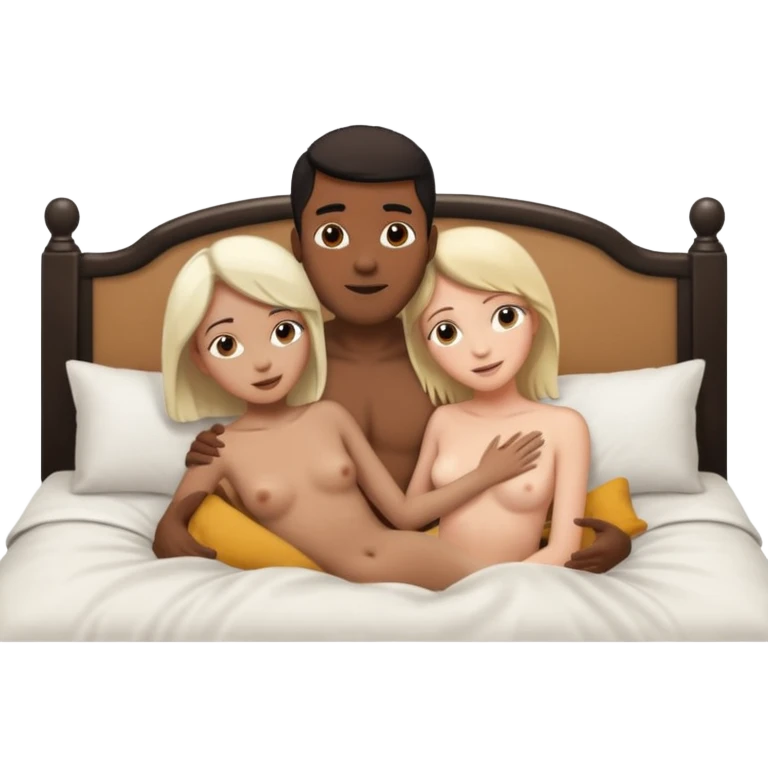 black male white female in bed naked emoji