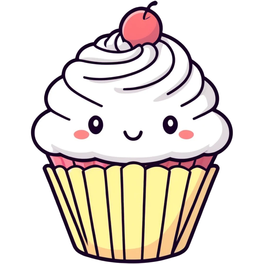 Cupcake, cushion style, plush and puffy, soft textures  emoji