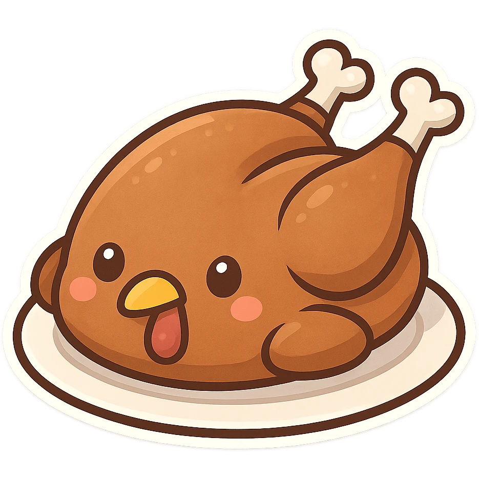 一个感恩节的火鸡在一个白色圆盘子中 emoji