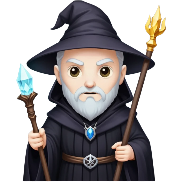 evil wizard with staff and dark robes emoji