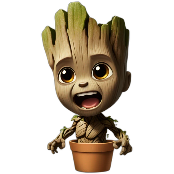 Baby groot yelling mad emoji