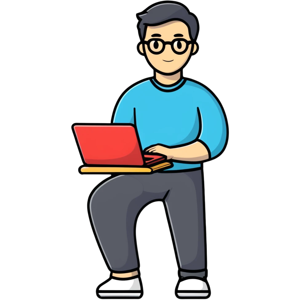 full body male teacher in casual clothes holding a laptop emoji