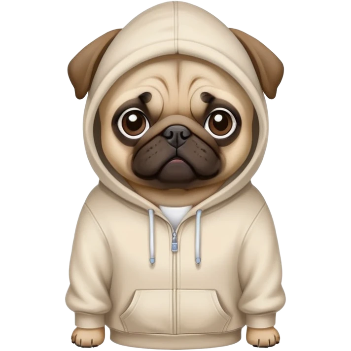 pug dog wearing a hoodie, pug life emoji