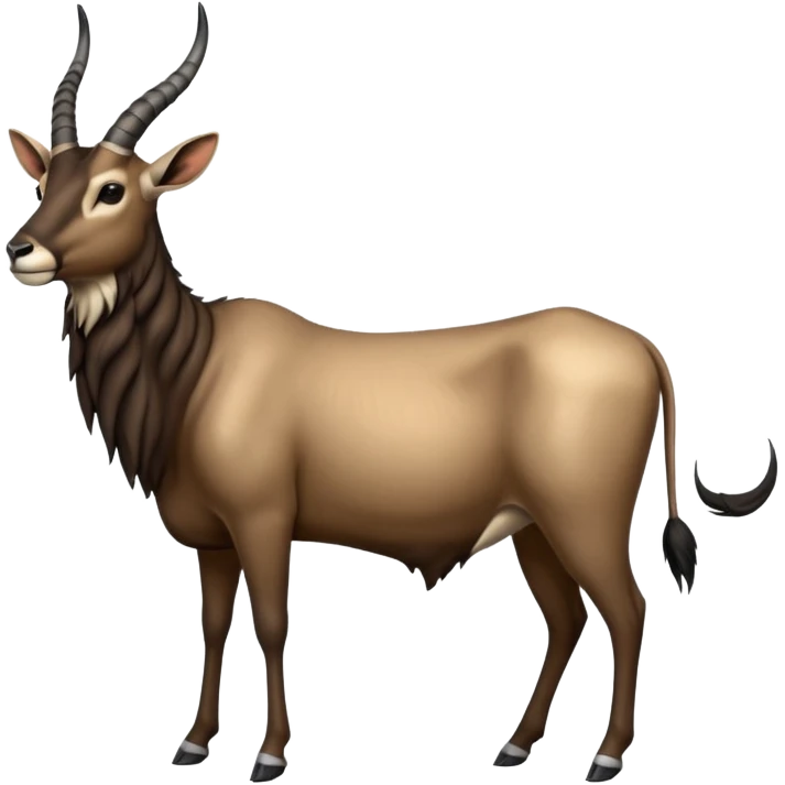 Wildebeest-antelope-ox-bull-gazelle-fusion-animal-hybrid-creature, full body emoji