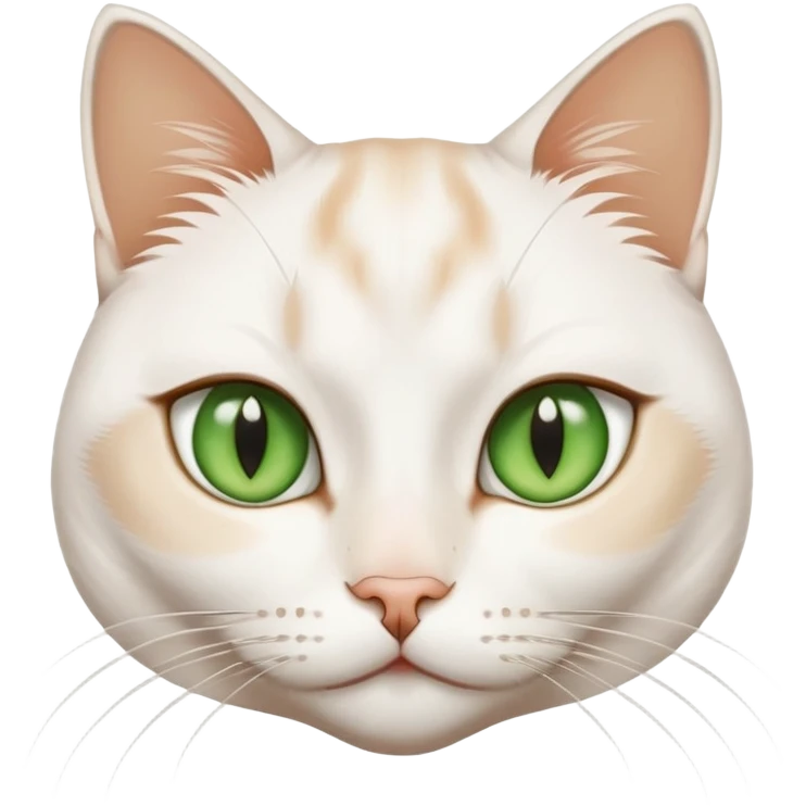 a closing eye girl hubs a white jinjila cat,the cat’s eyes are open and green  emoji