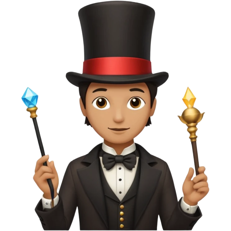 Magician with top hat,Street Performers. emoji