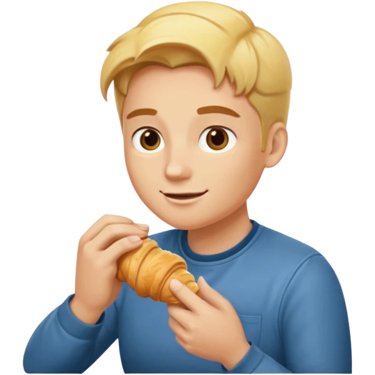 Белокожий бариста ест круассан emoji