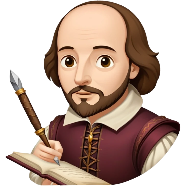 Shakespeare the playwright holding a quill pen and manuscript emoji