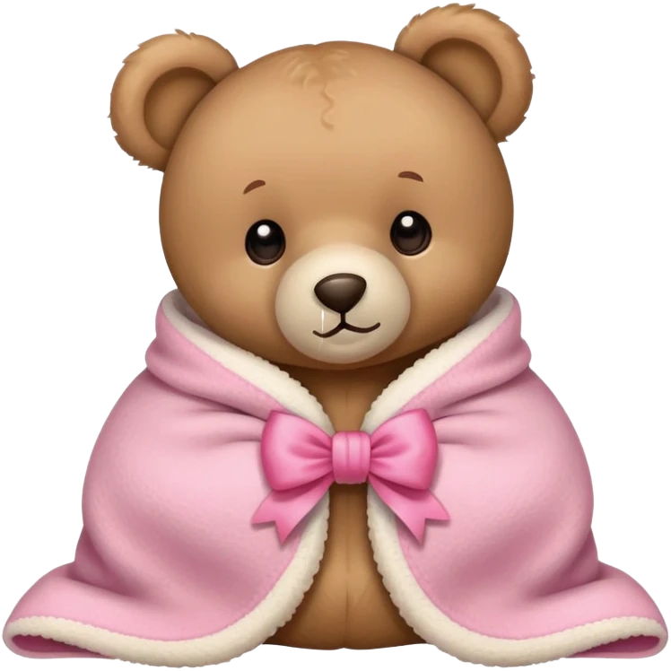 teddy bear in a cozy blanket with pink bow emoji
