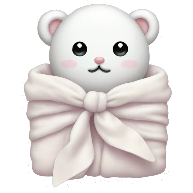 cute pastel white blanket with white bow emoji