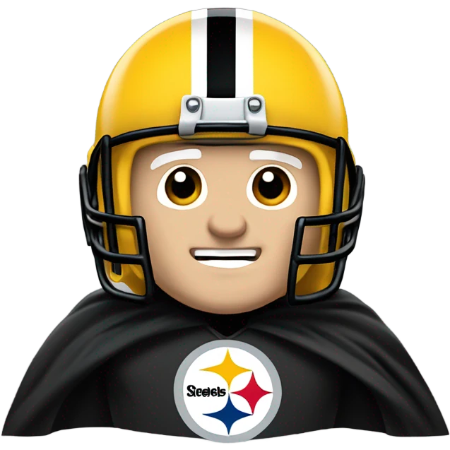 Terry Bradshaw Pittsburgh Steelers player in helmet and uniform with black cape. emoji