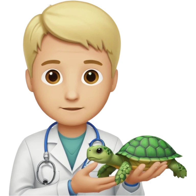 blonde man veterinarian with baby turtle emoji