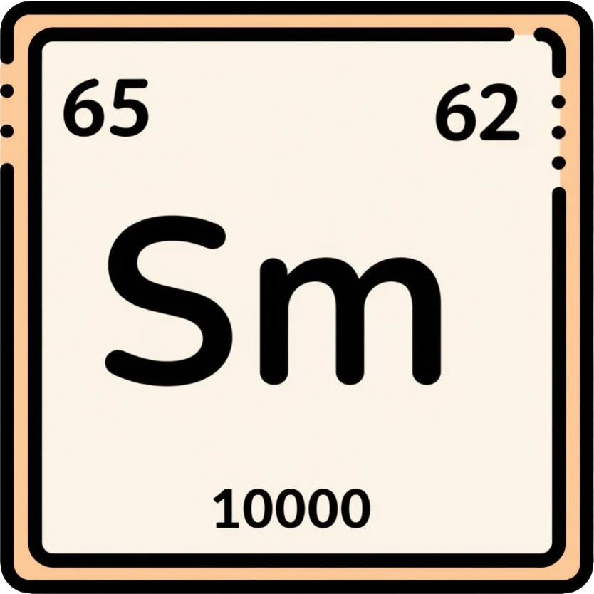 samarium element, rare earth metal, chemical element Sm, atomic number 62 emoji